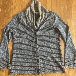 Nordstrom Studio 121 Button Down Grey Brown Beige Wool Cardigan Made In‎ Italy L